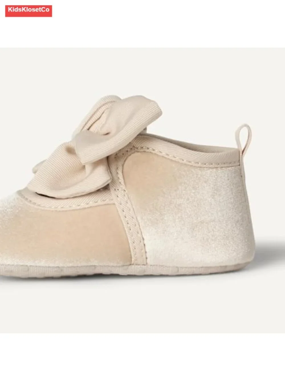 Baby Girls Mary Jane Shoes Velvet Bow Detail Elastic Strap